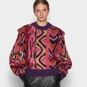 New FARM Rio Stripes Patches Sweater size S